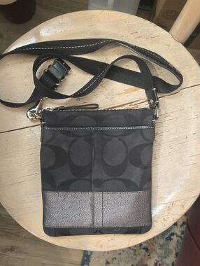 Coach Black/Charcoal Signature Messenger Crossbody